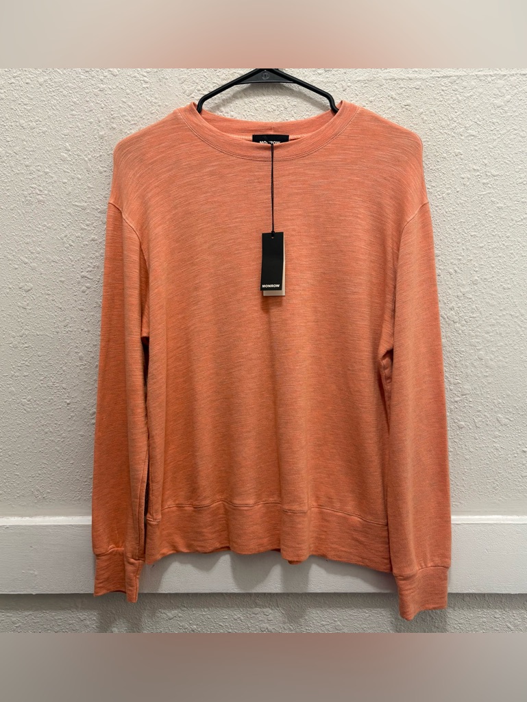 Monrow Softfleece Boyfriend Sweatshirt In Orange Heather Nwt Xs